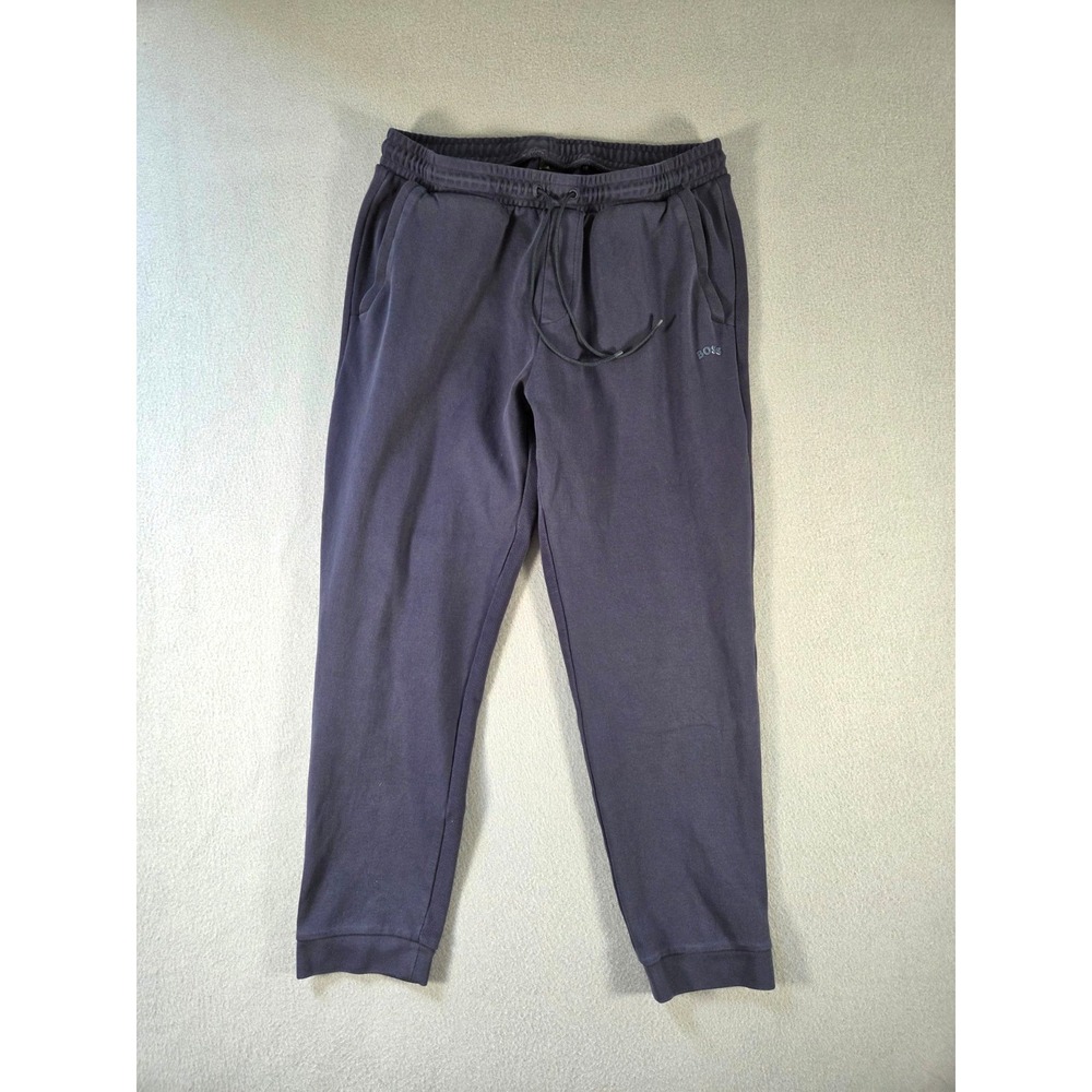 Hugo Boss Sweatpants Mens XL Navy Jogger Cuff Slim Tapered Fit Cotton Warm Up